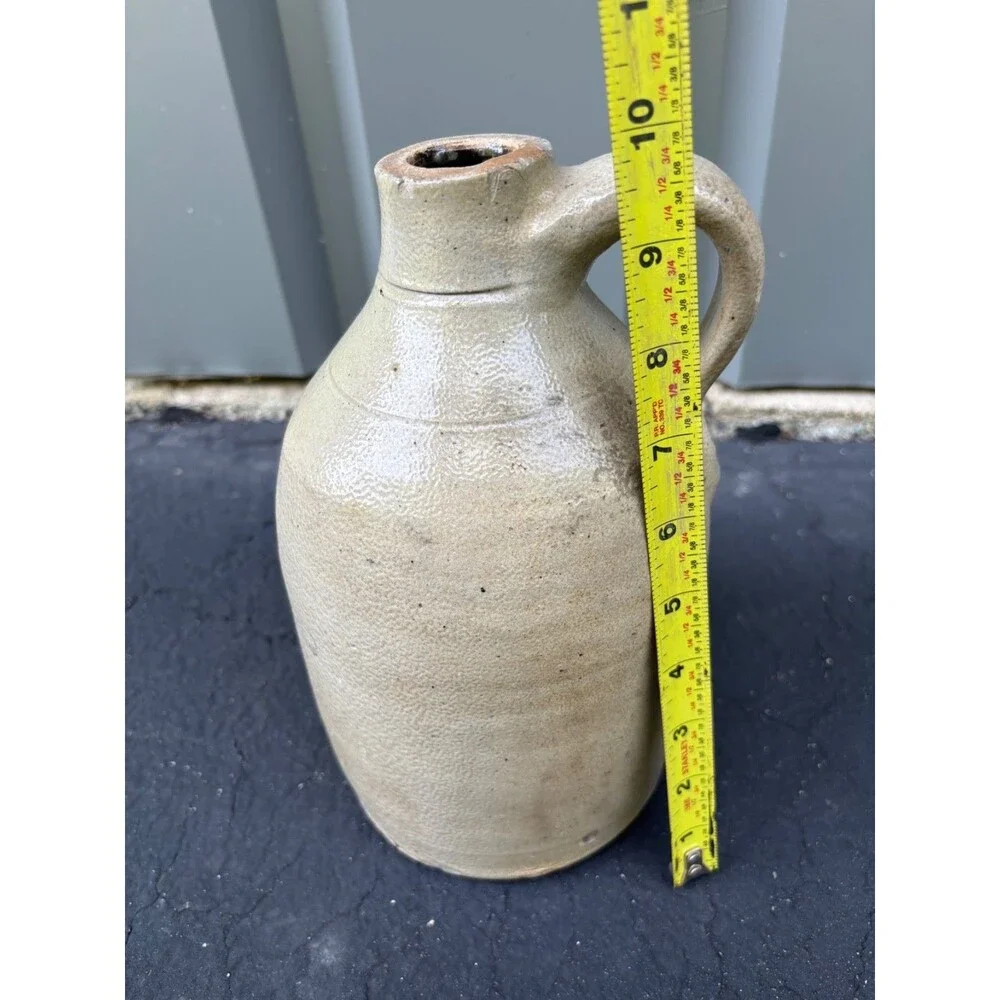 Antique Salt Glazed neutral beige Gray Stoneware Jug 10